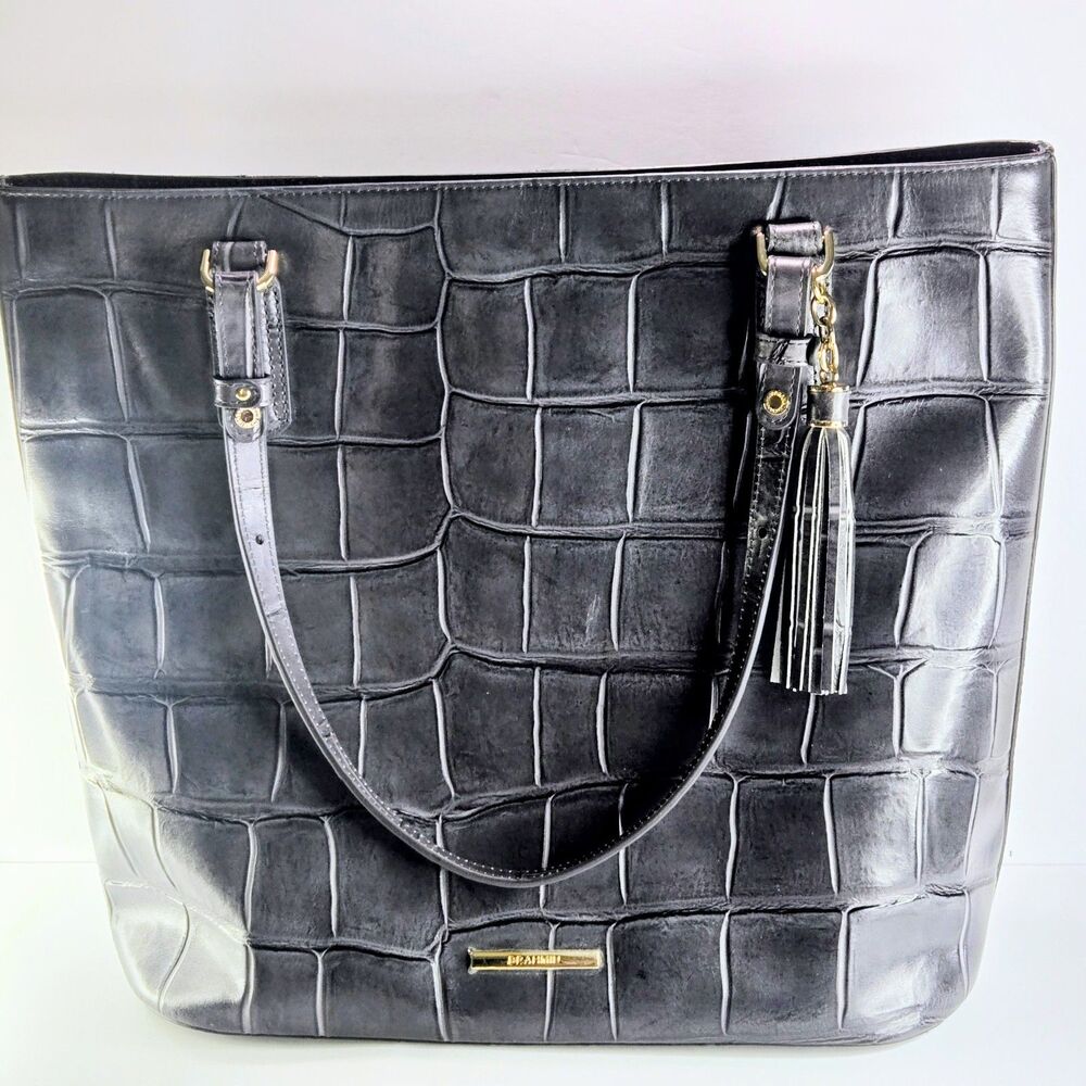 BRAHMIN Bag Ezra Nocturnal Lysander Grey/Purplish Tote Leather AUTHENTIC NEW